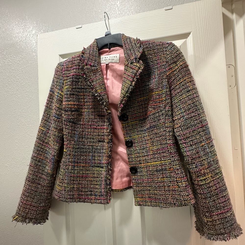 Women's Multicolor Tweed Jacket - size 12